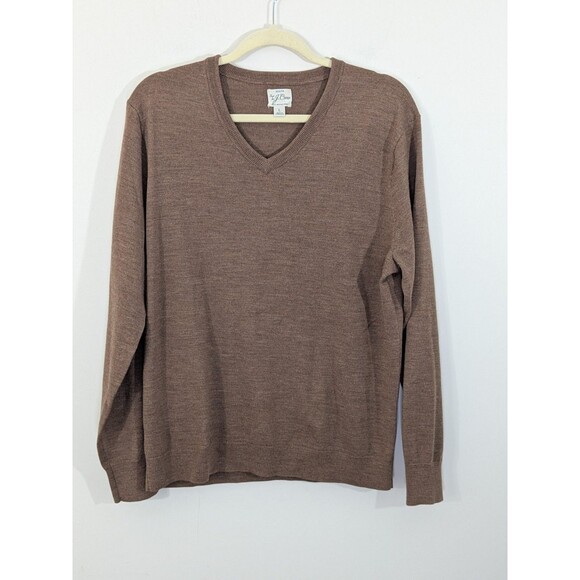 J.CREW Other - J.Crew Merino Wool Sweater Mens Sz L  Brown V-Neck Classic Preppy Office EUC